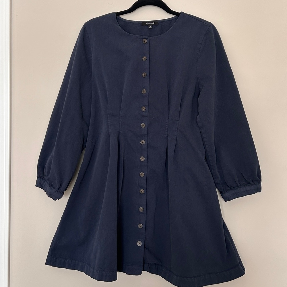 Madewell Long-Sleeve Button-Front Mini Dress